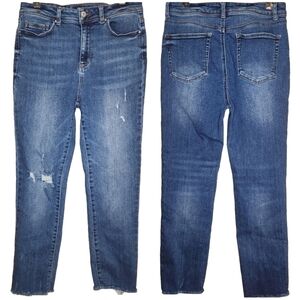 WAX JEAN HIGH RISE SLIM STRAIGHT STRETCH DENIM JEAN DISTRESSED SIZE 30